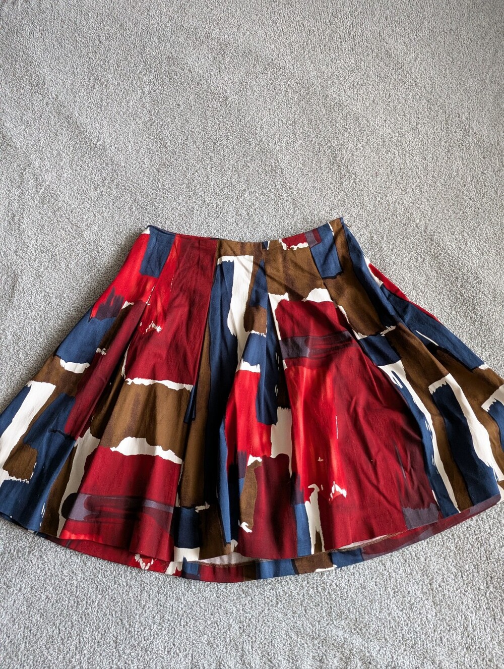 🌼B2G1🌼 Sunny Leigh Vintage Abstract Colorblock Circle Skirt in Red Navy Brown